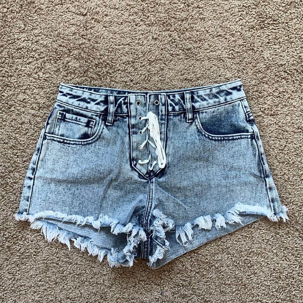 pacsun high rise festival denim shorts